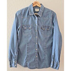 Levi’s Red Tab Women’s Small Blue Denim Western Snap Shirt Farm Ranch Chore